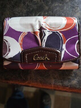 Coach Ashley Scarf Print Compact Clutch Wallet.